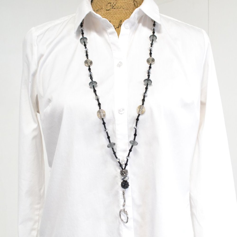 Beaded Lanyard - [Caviar]